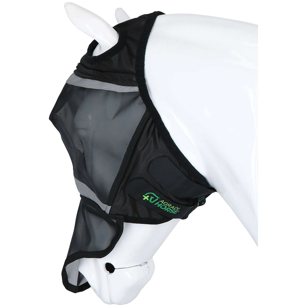 Agradi Horse Fliegenmaske Fine Mesh mit Ohrausschnitt und Nase Schwarz