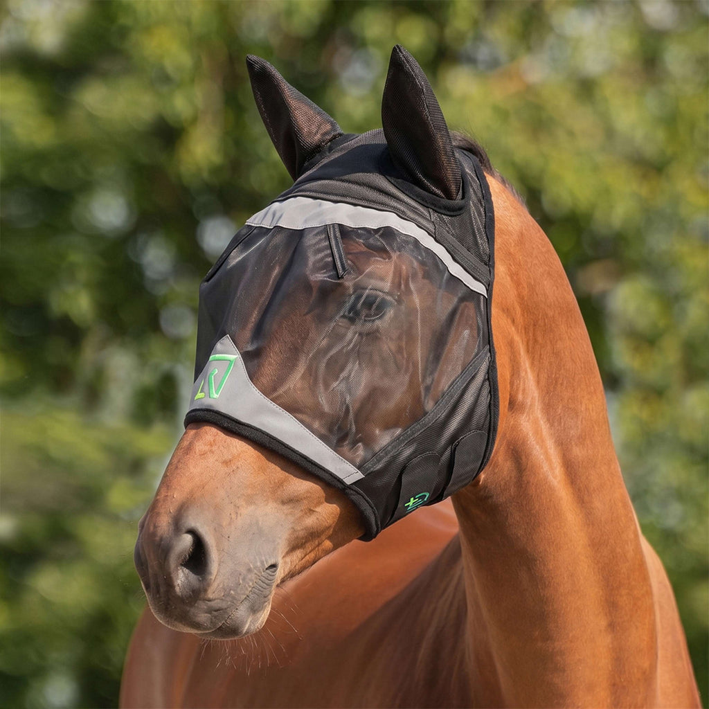 Agradi Horse Fliegenmaske Fine Mesh mit Ohren Schwarz