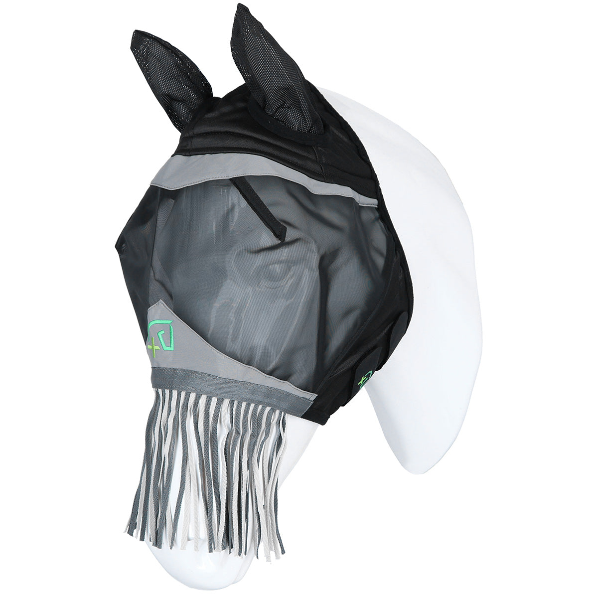 Agradi Horse Fliegenmaske Fine Mesh mit Ohren und Fransen Schwarz