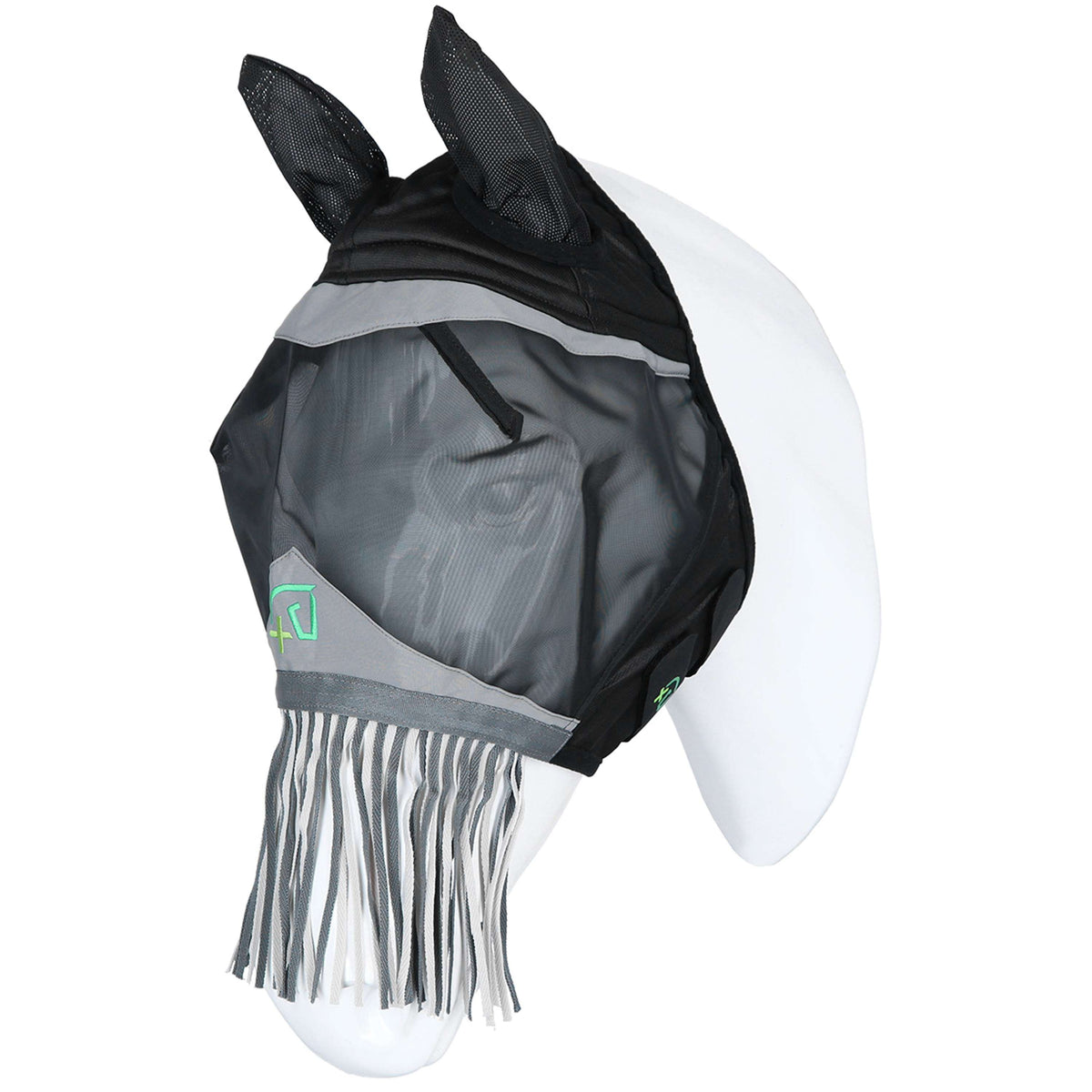 Agradi Horse Fliegenmaske Fine Mesh mit Ohren und Fransen Schwarz