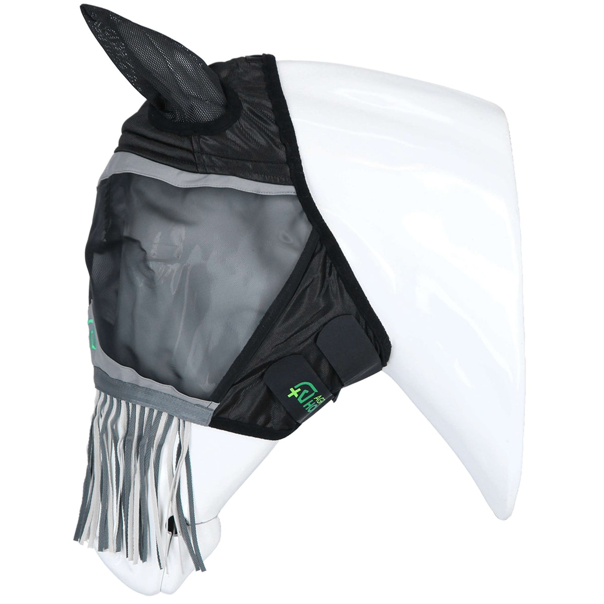 Agradi Horse Fliegenmaske Fine Mesh mit Ohren und Fransen Schwarz