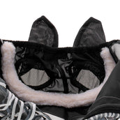 Agradi Horse Fliegenmaske Fine Mesh mit Ohren und Fransen Schwarz