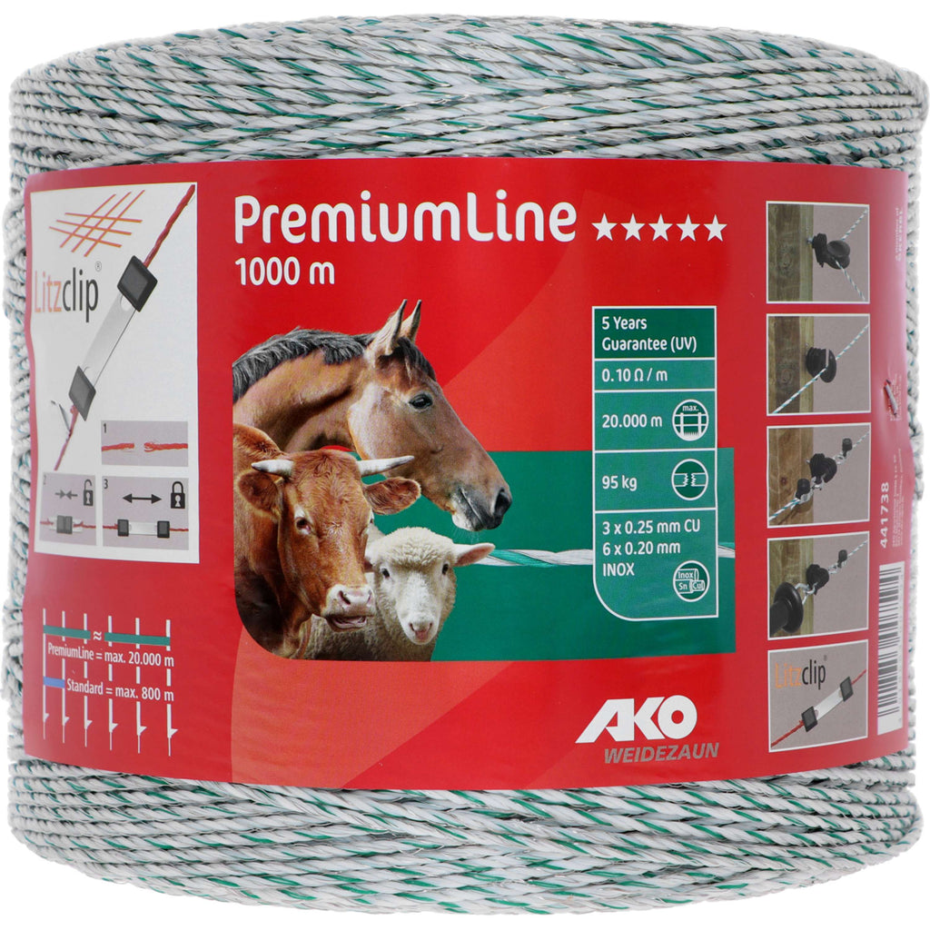 Ako Weidezaunlitze PremiumLine Weiß/Grün