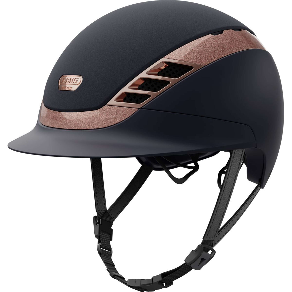 Pikeur X Abus Reithelm AirLuxe SUPREME Midnight Blue/Rose Gold