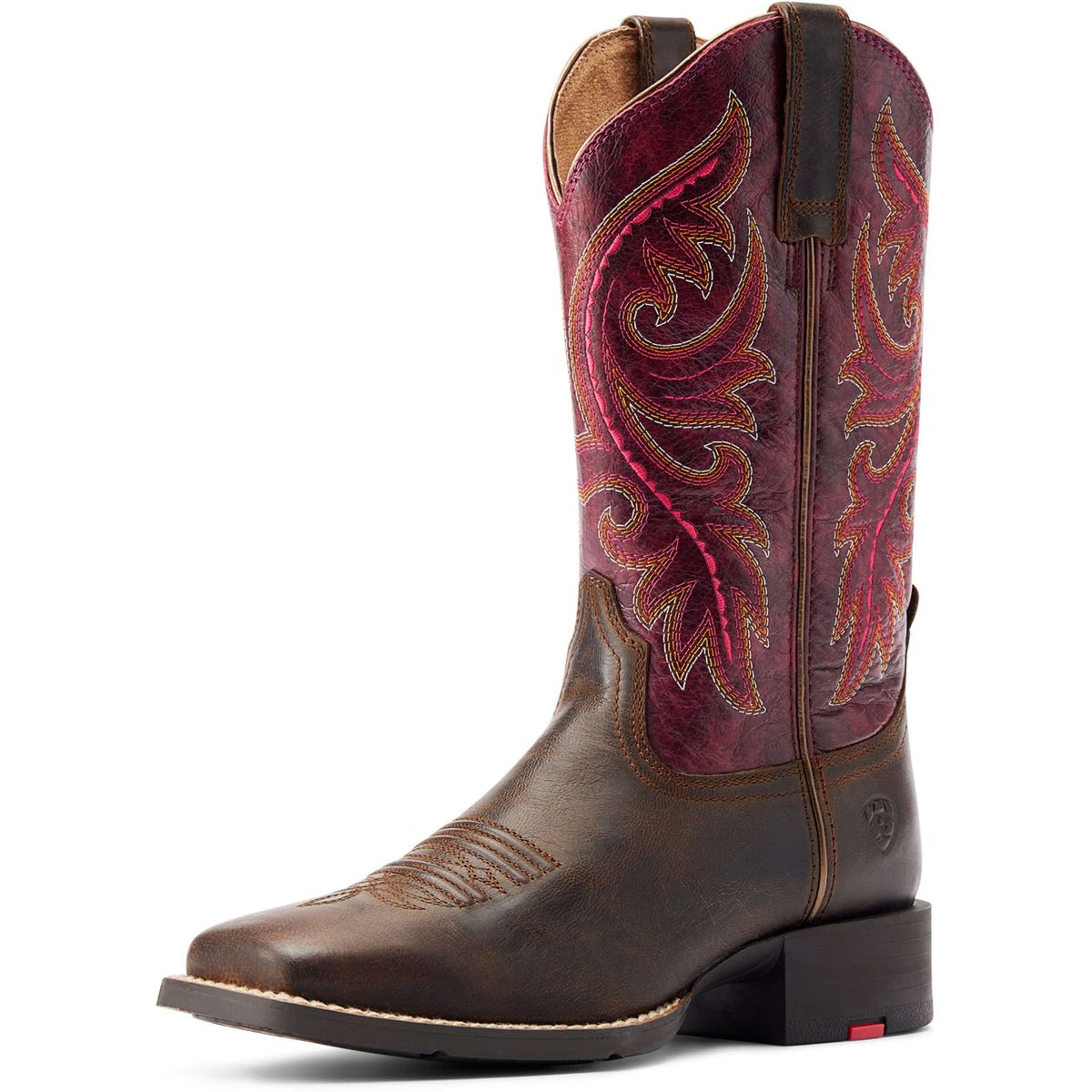 Ariat Westernstiefel Round Up Back Zip Damen Worn Mocha/Rasberry Ariat Westernstiefel Round Up Back Zip Damen Worn Mocha/Rasberry