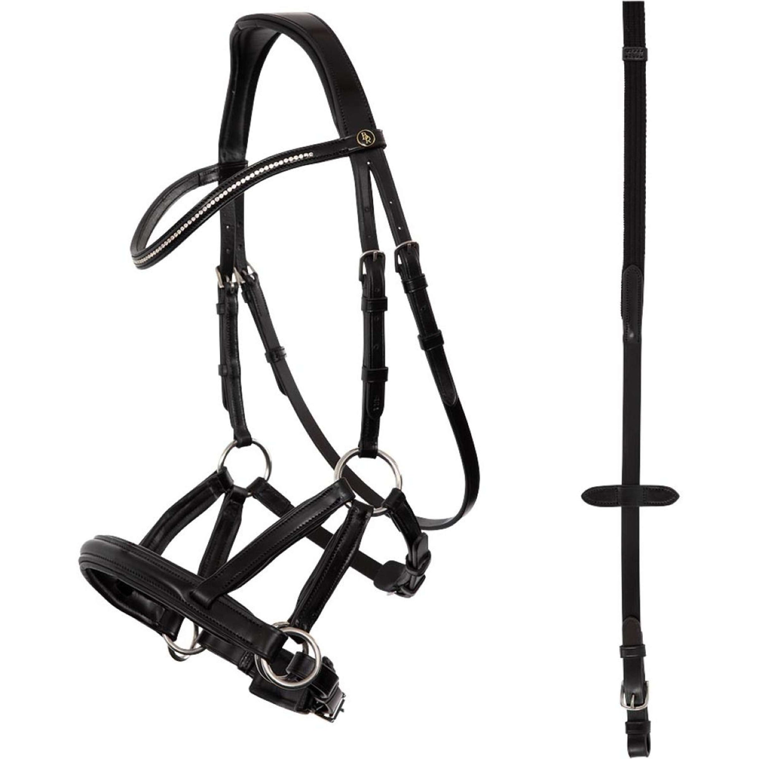 BR Trense Lewes Side & Pull Gebisslos Schwarz/Silber BR Trense Lewes Side & Pull Gebisslos Schwarz/Silber