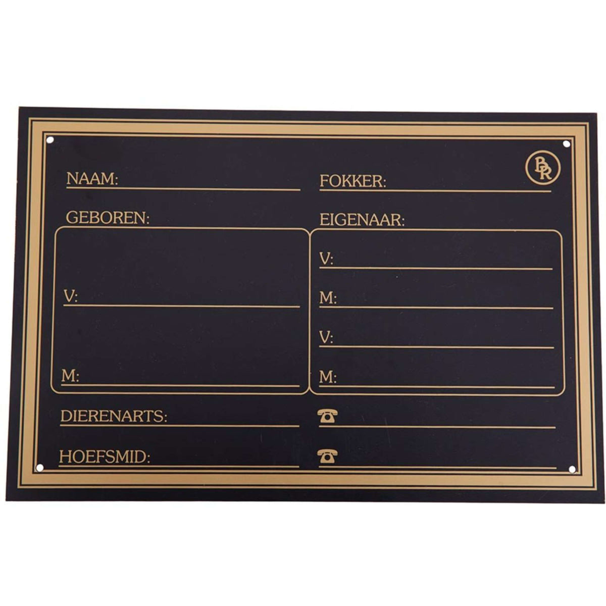 BR Boxenschild Kunststoff Gold Aufdruck Schwarz