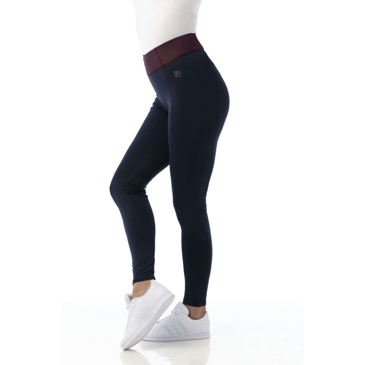 EQUITHÈME Reitleggings Tea Pull-On Silikon Kniebesatz Kids Marineblau/Pflaumenrot