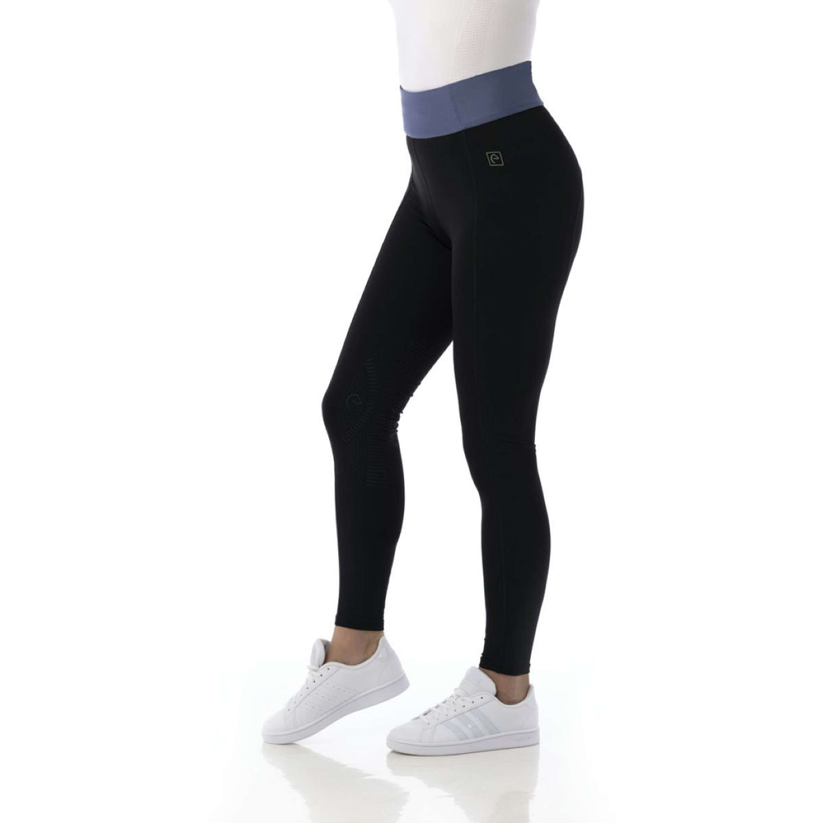 EQUITHÈME Reitleggings Tea Pull-On Silikon Kniebesatz Schwarz/Jeans