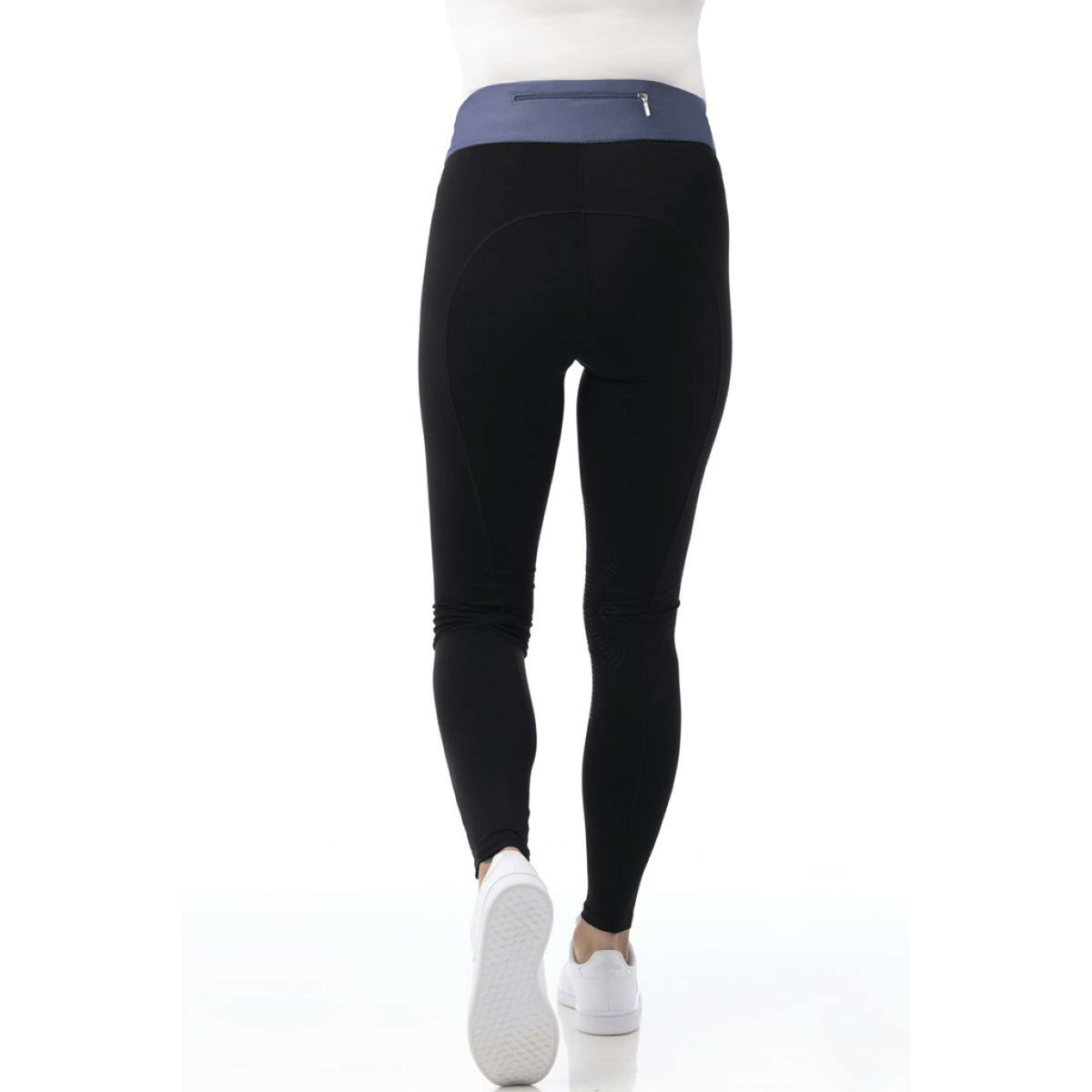 EQUITHÈME Reitleggings Tea Pull-On Silikon Kniebesatz Schwarz/Jeans