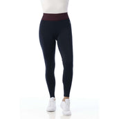 EQUITHÈME Reitleggings Tea Pull-On Silikon Kniebesatz Marineblau/Pflaumenrot