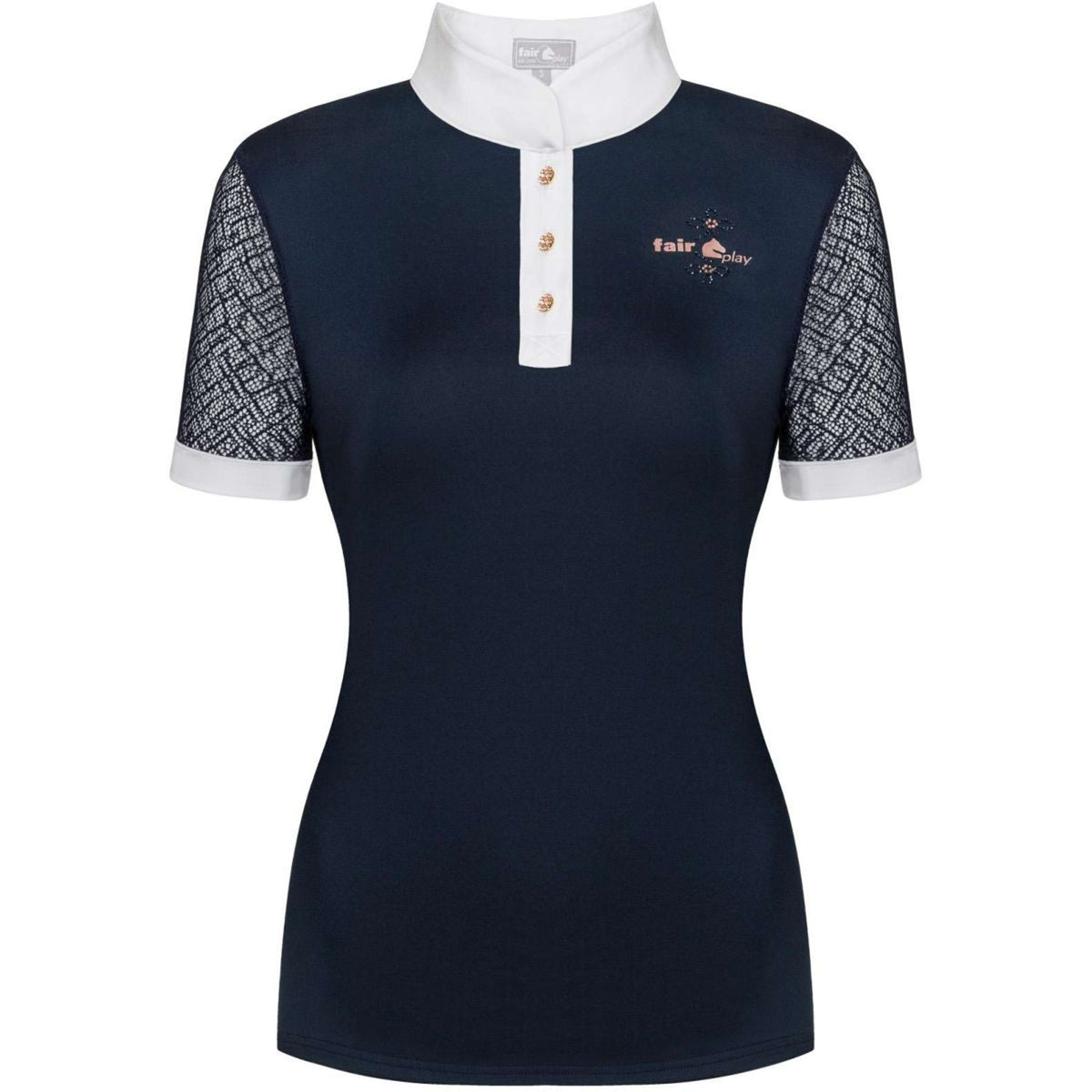 Fair Play Turniershirt Cecile Rosegold Kurze Ärmel Navy