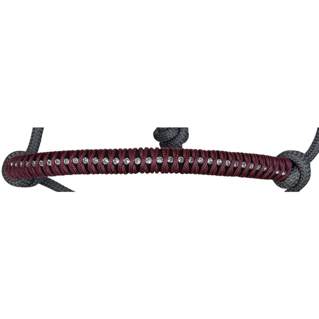 HKM Knotenhalfter Strass Deko Dunkelgrau/Weinbeere