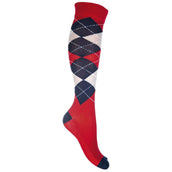 HKM Socken Check Classico Rot/Dunkelblau