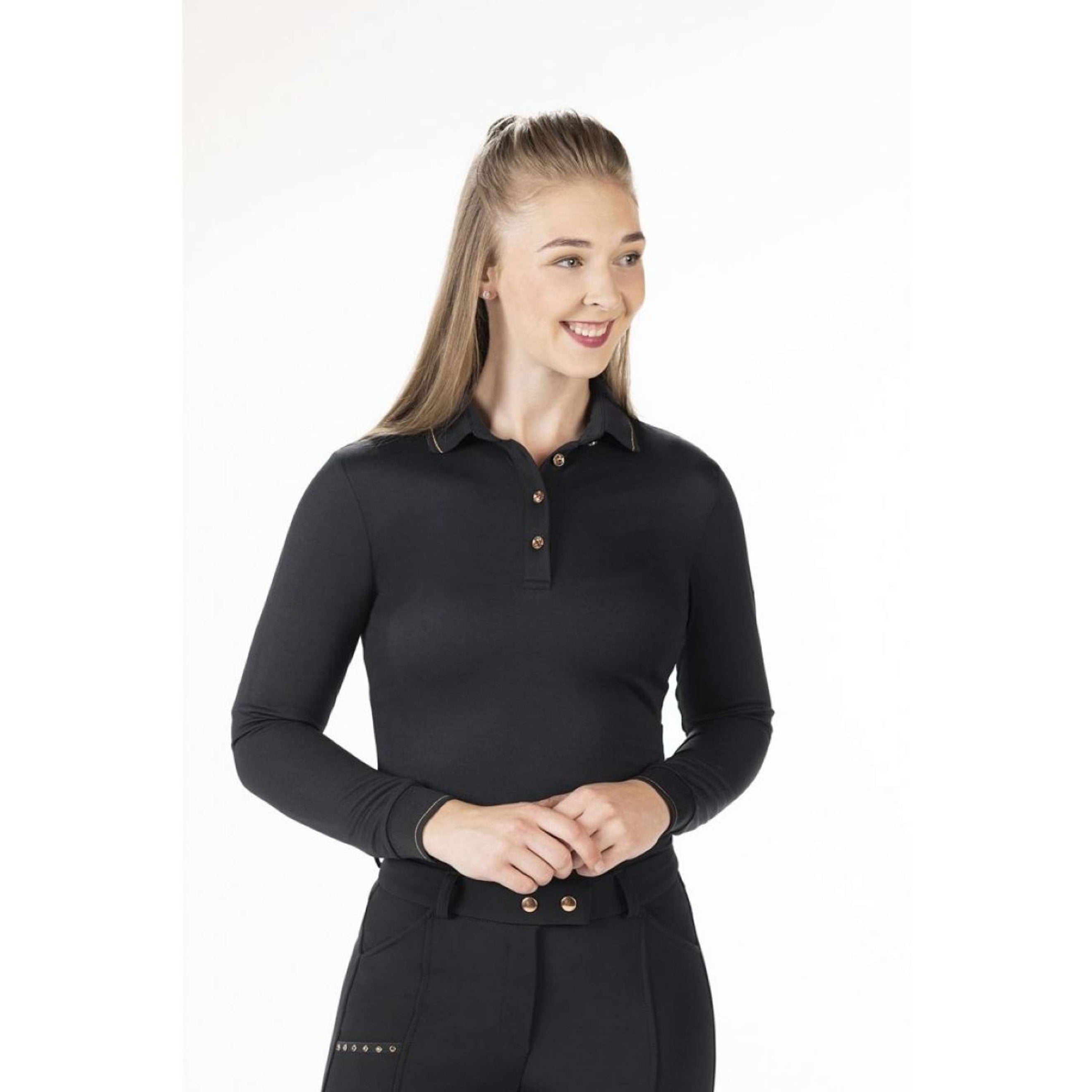 HKM Poloshirt Rosegold Glamour Longsleeve Schwarz/Rosegold HKM Poloshirt Rosegold Glamour Longsleeve Schwarz/Rosegold