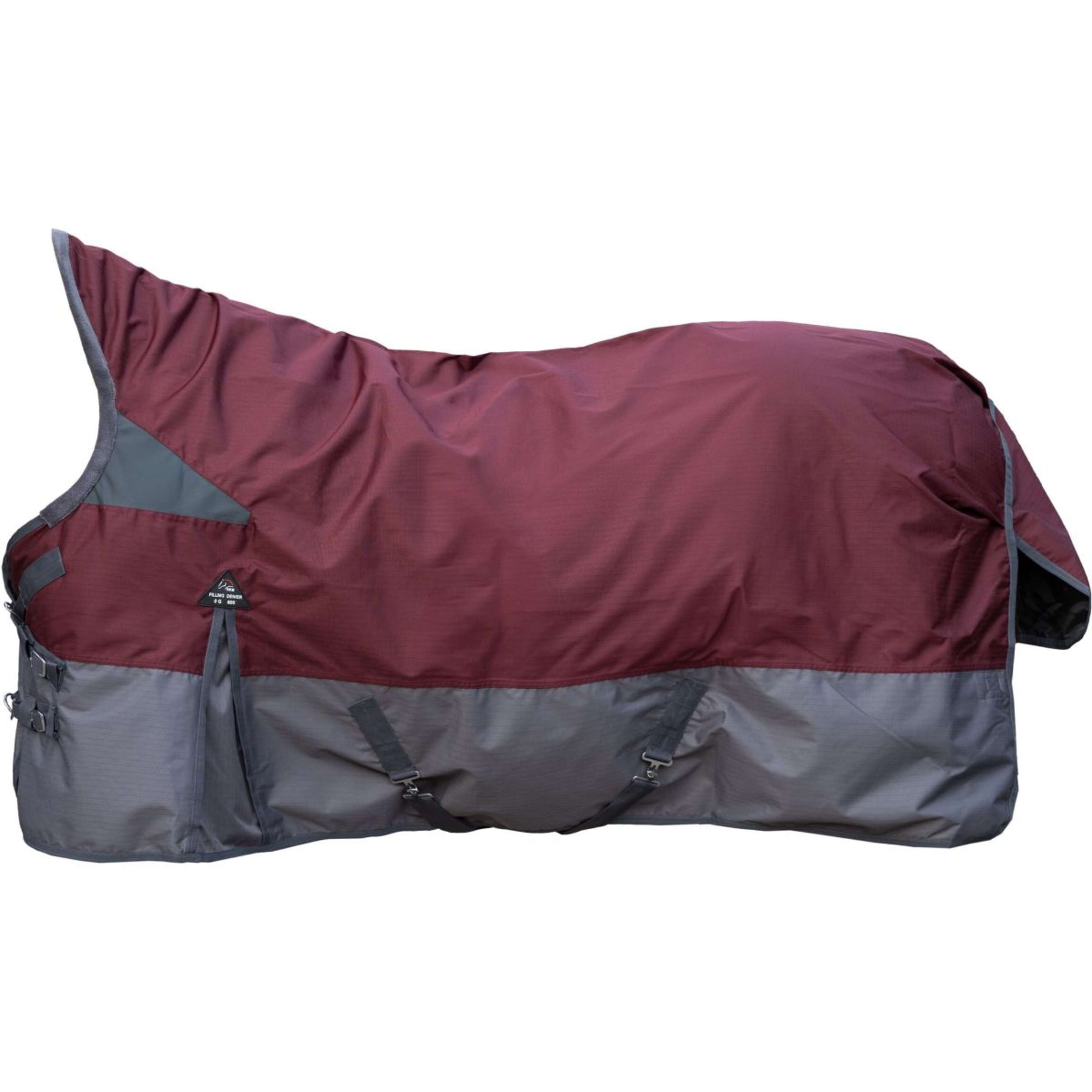 HKM Outdoordecke Yukon 600D Fleece 0g dunkelrot/grau