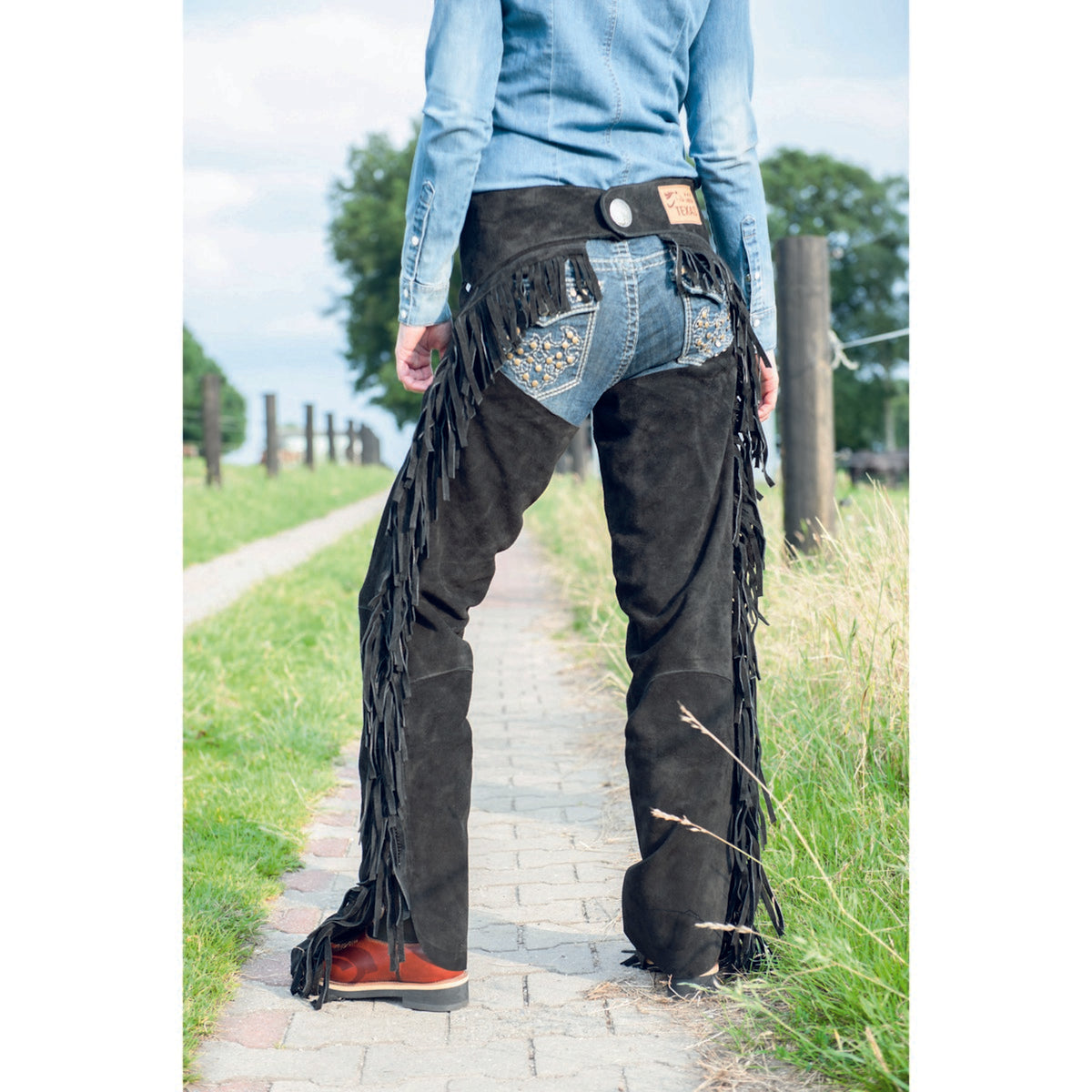 HKM Western ShowChaps mit FrYearsen Schwarz