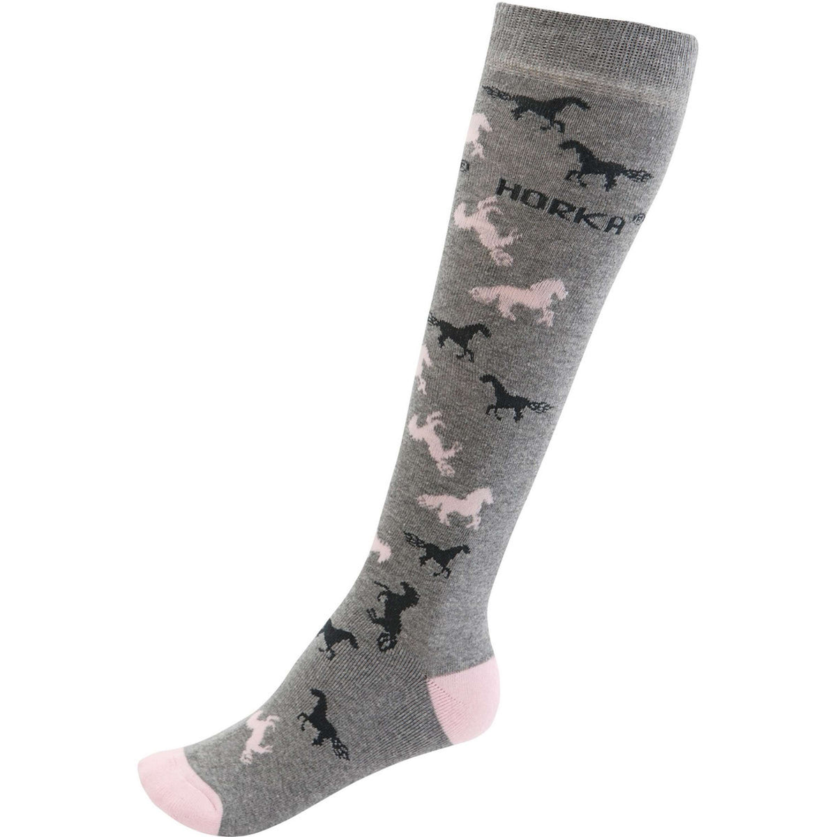 Horka Socken Pferde Grau/rosa