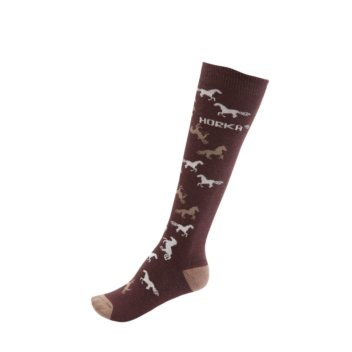 Horka Socken Pferde Dunkelbraun/Beige