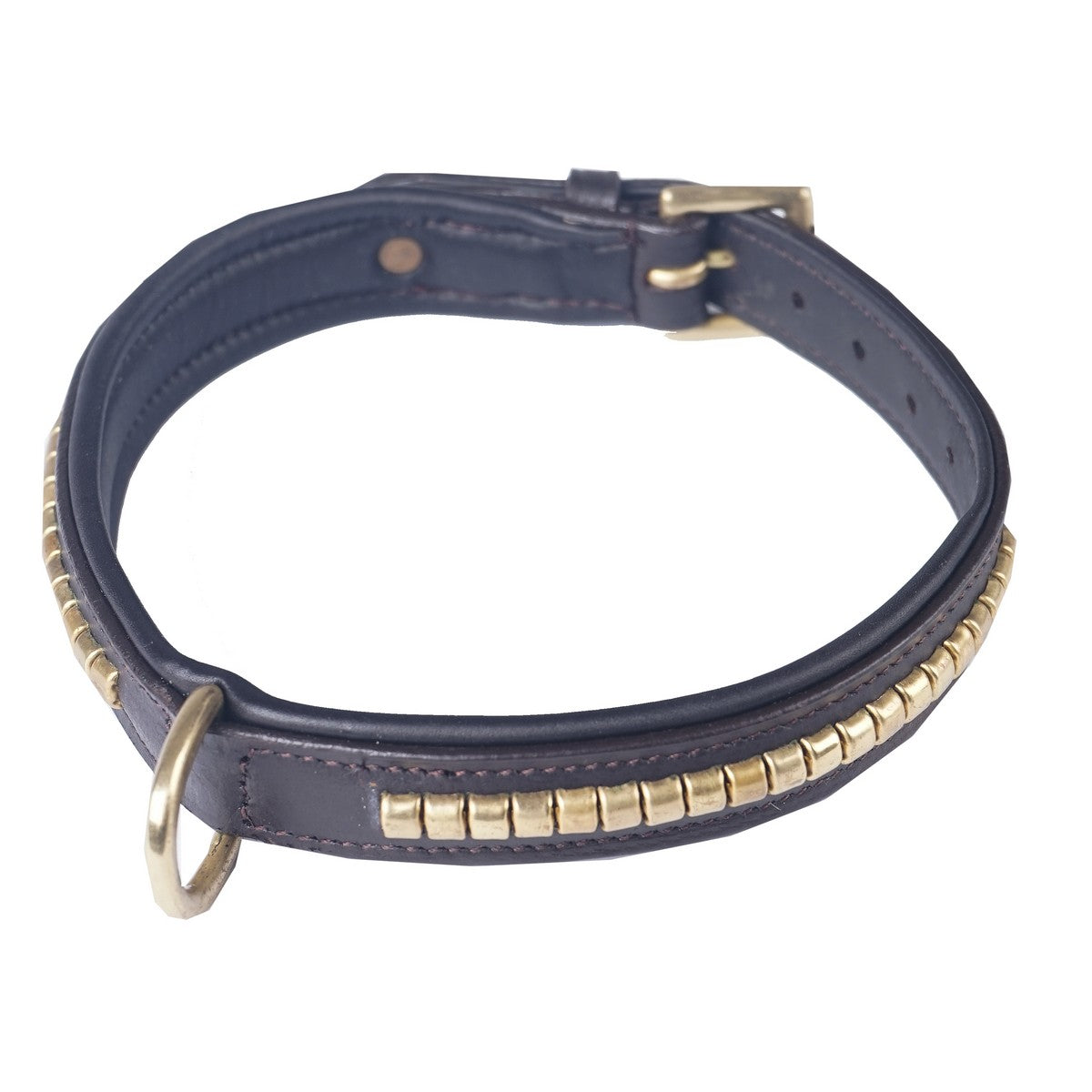 HORKA Halsband Hund Leder Clincher braun/gold