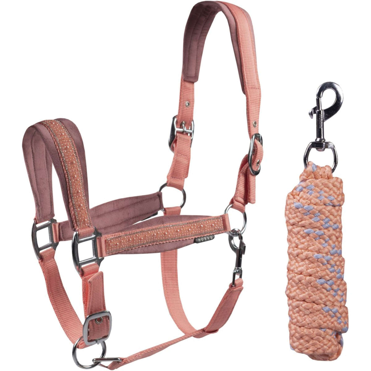 HORKA Halfterset Equestrian Pro Crystals & Pearls Rosewood