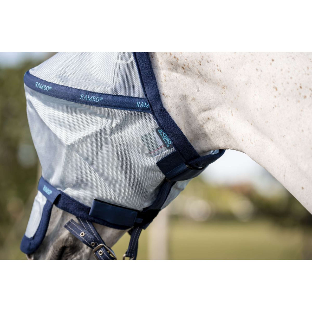 Rambo by Horseware Fly Mask Azure Blue/Navy/Electric Blue