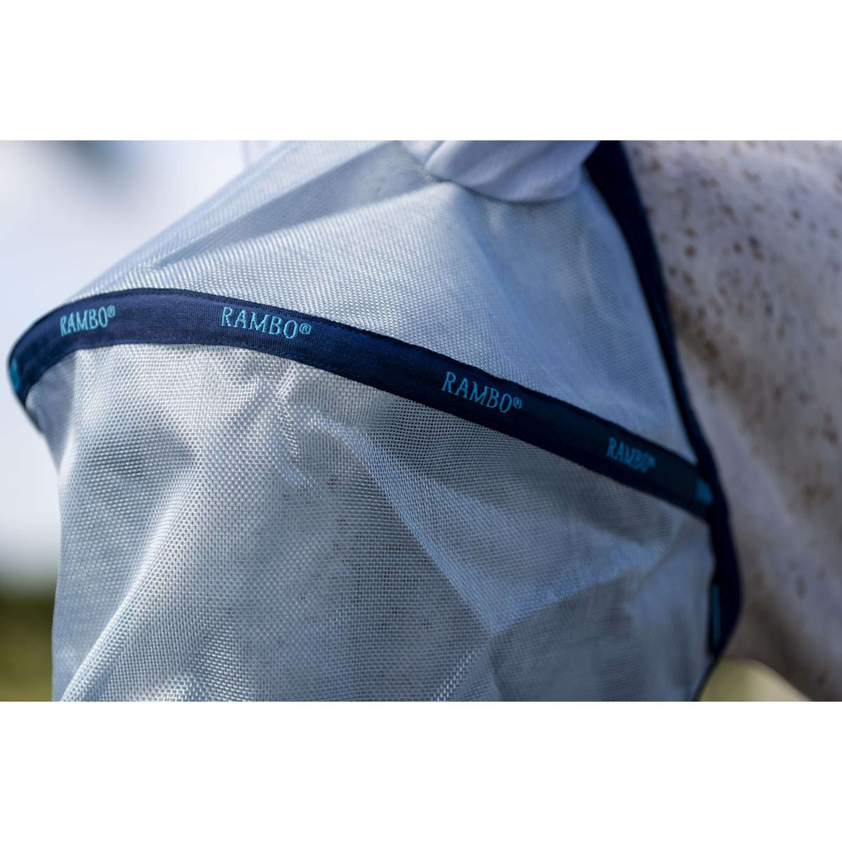 Rambo by Horseware Fly Mask Azure Blue/Navy/Electric Blue