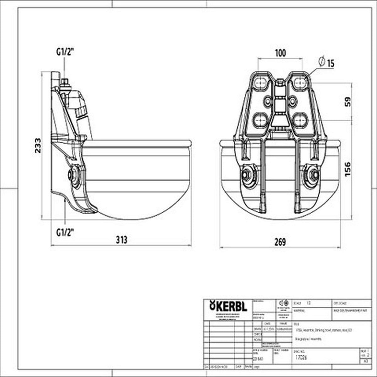 Kerbl Ventiltränkebecken Eurofarm Edelstahl 5L