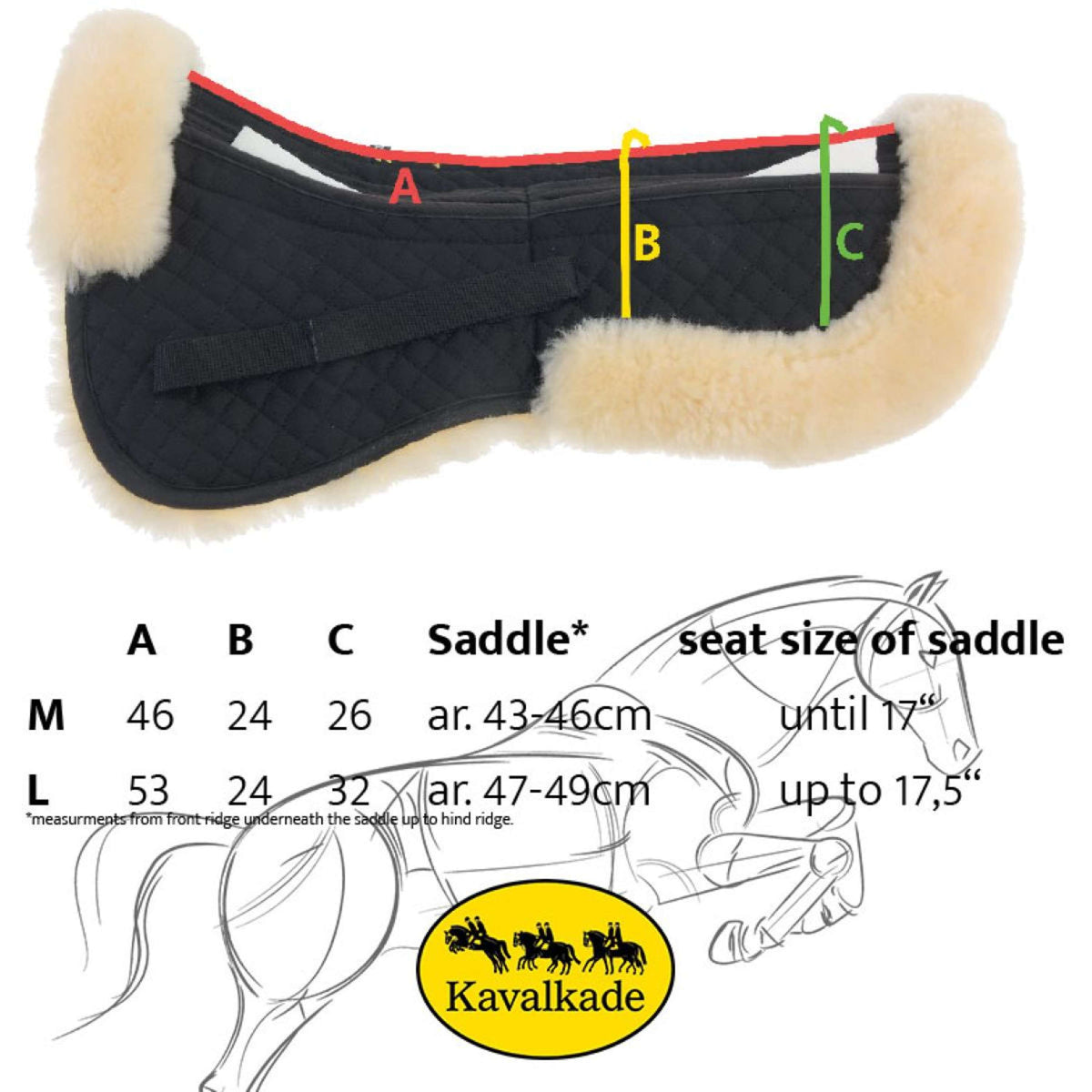 Kavalkade Sattelunterlage mit Lammfell Schwarz