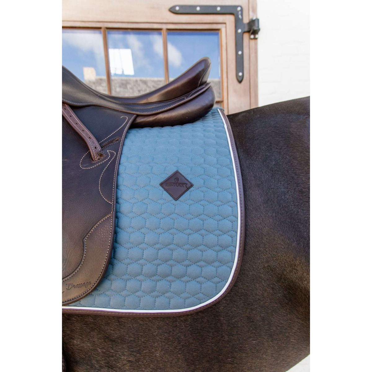 Kentucky Dressur Satteldecke Classic Leder Dusty Blue