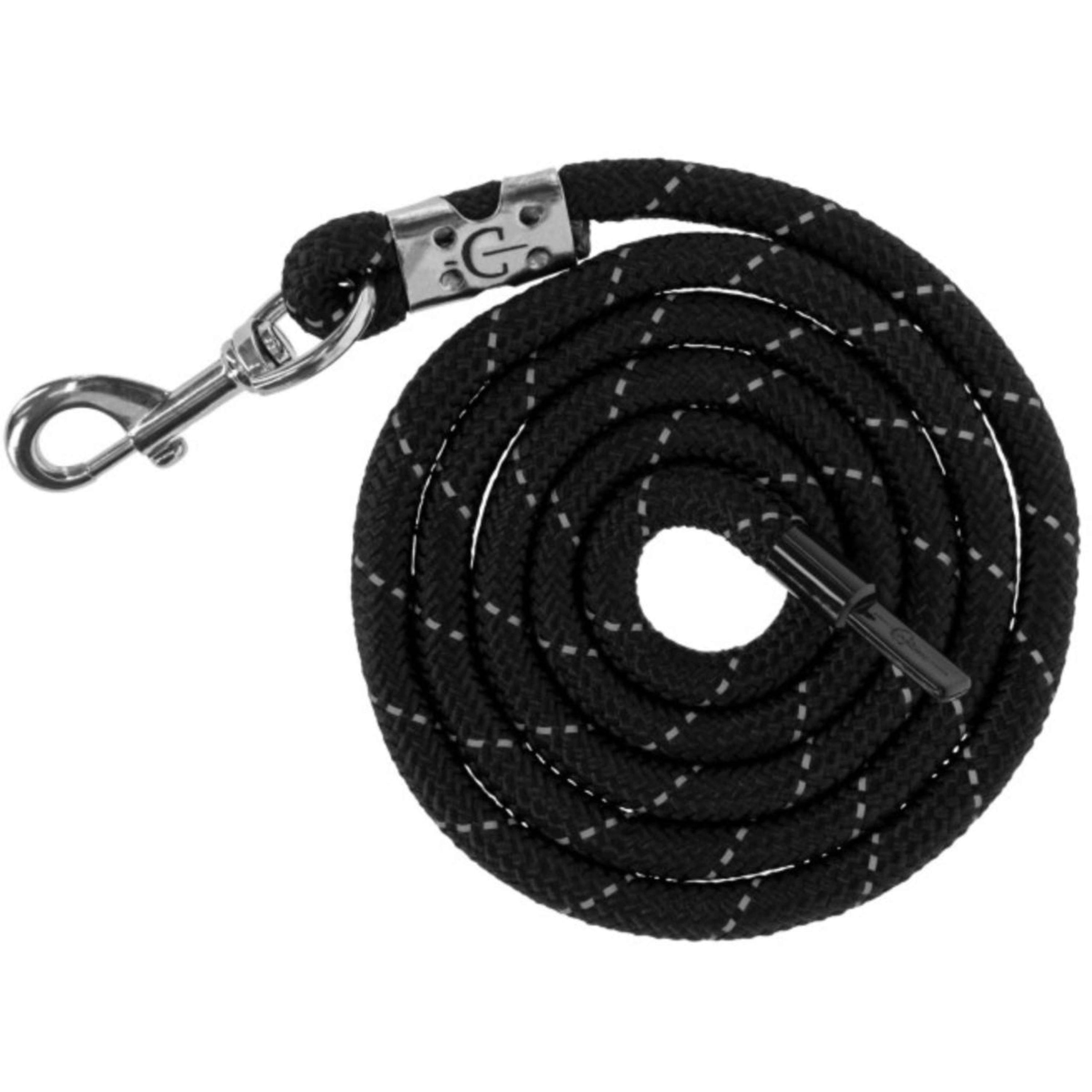 Covalliero Führstrick Reflective mit Karabinerhaken Schwarz/Silber Covalliero Führstrick Reflective mit Karabinerhaken Schwarz/Silber