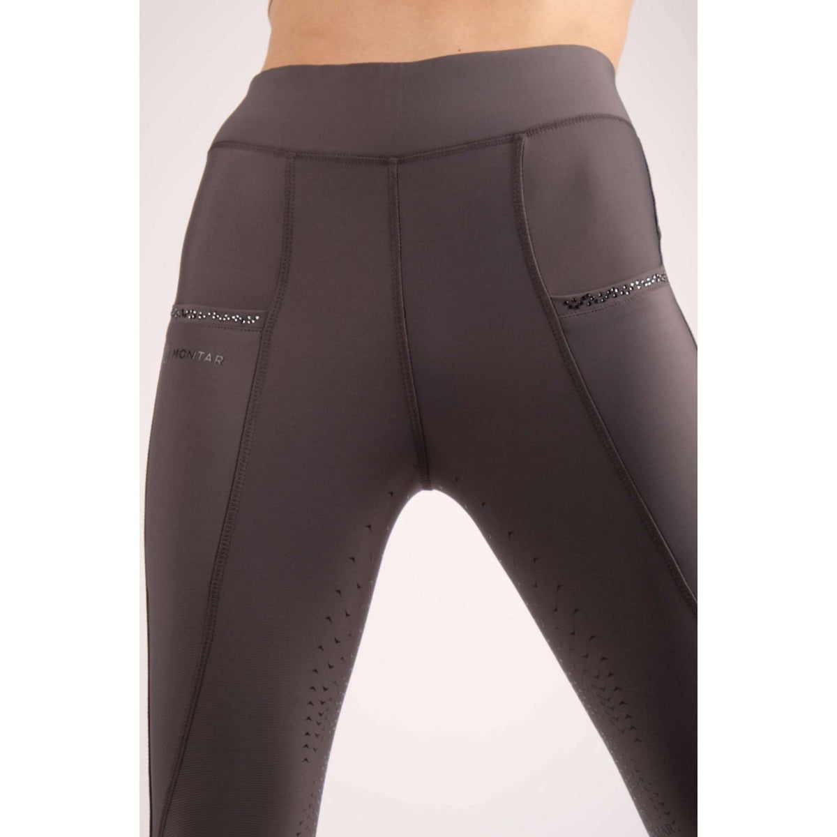 Montar Reitleggings Linnea Pull On Crystal Pocket Full Grip Grau