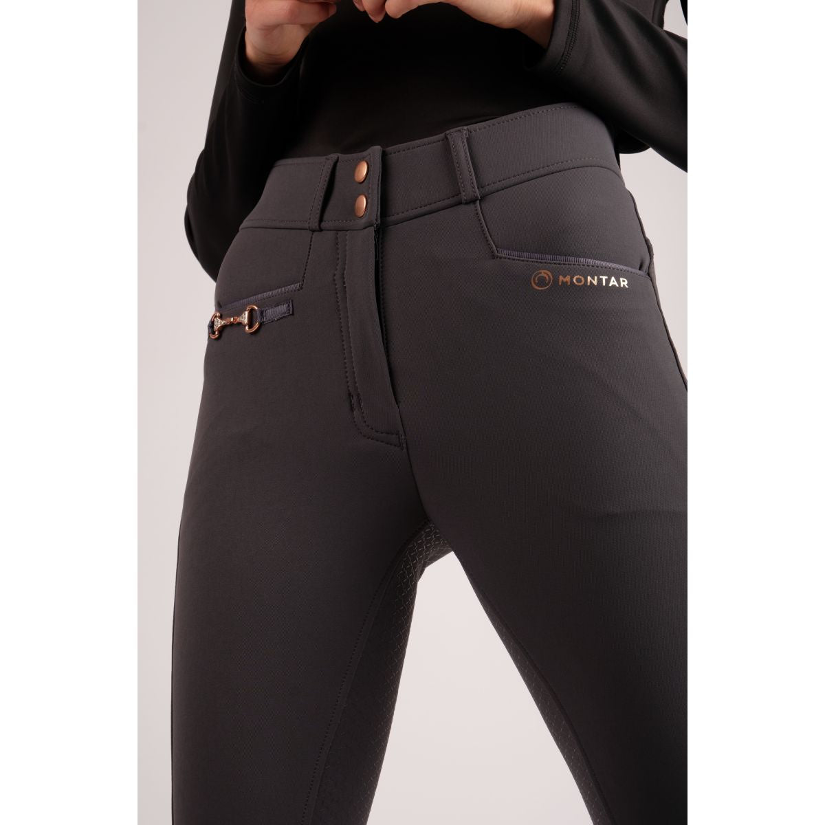 Montar Reithose Molly Rosegold Highwaist Full Grip Grau