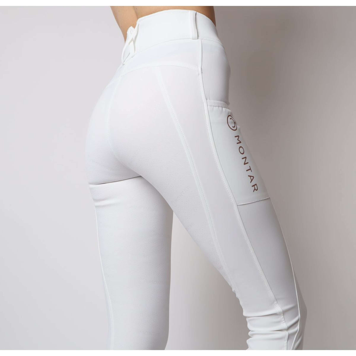 Montar Reitleggings Michelle Rosegold Logo Weiß