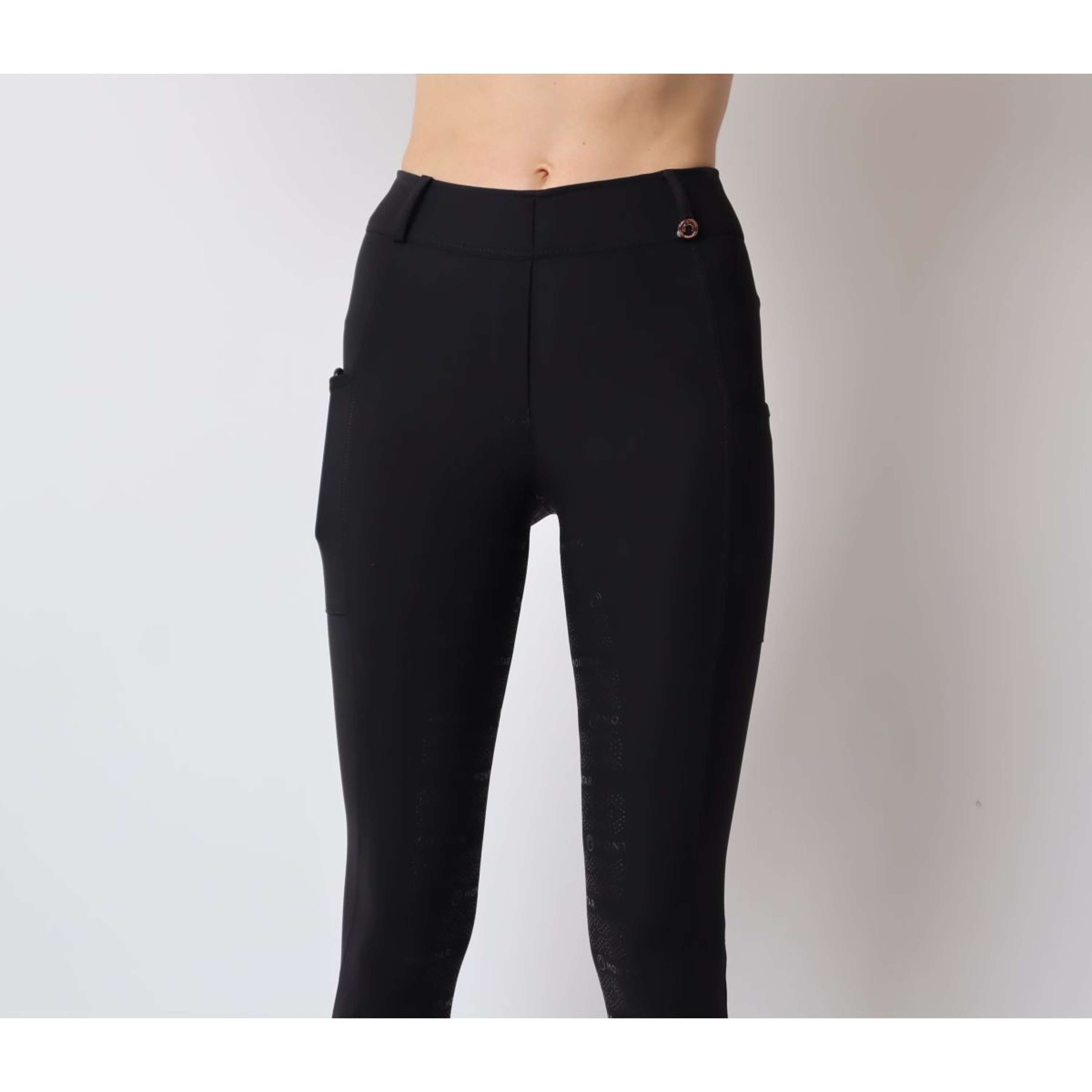 Montar Reitleggings Michelle Rosegold Logo Schwarz