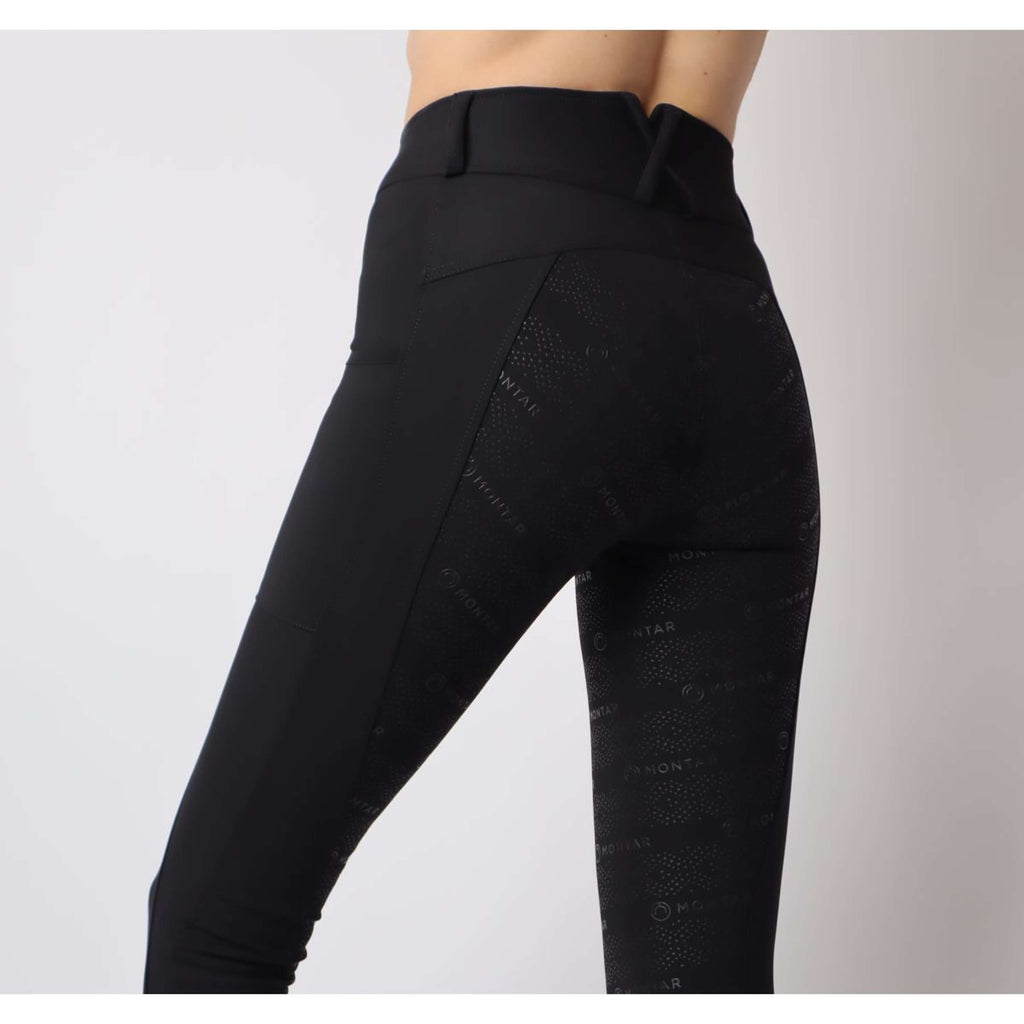 Montar Reitleggings Michelle Rosegold Logo Schwarz