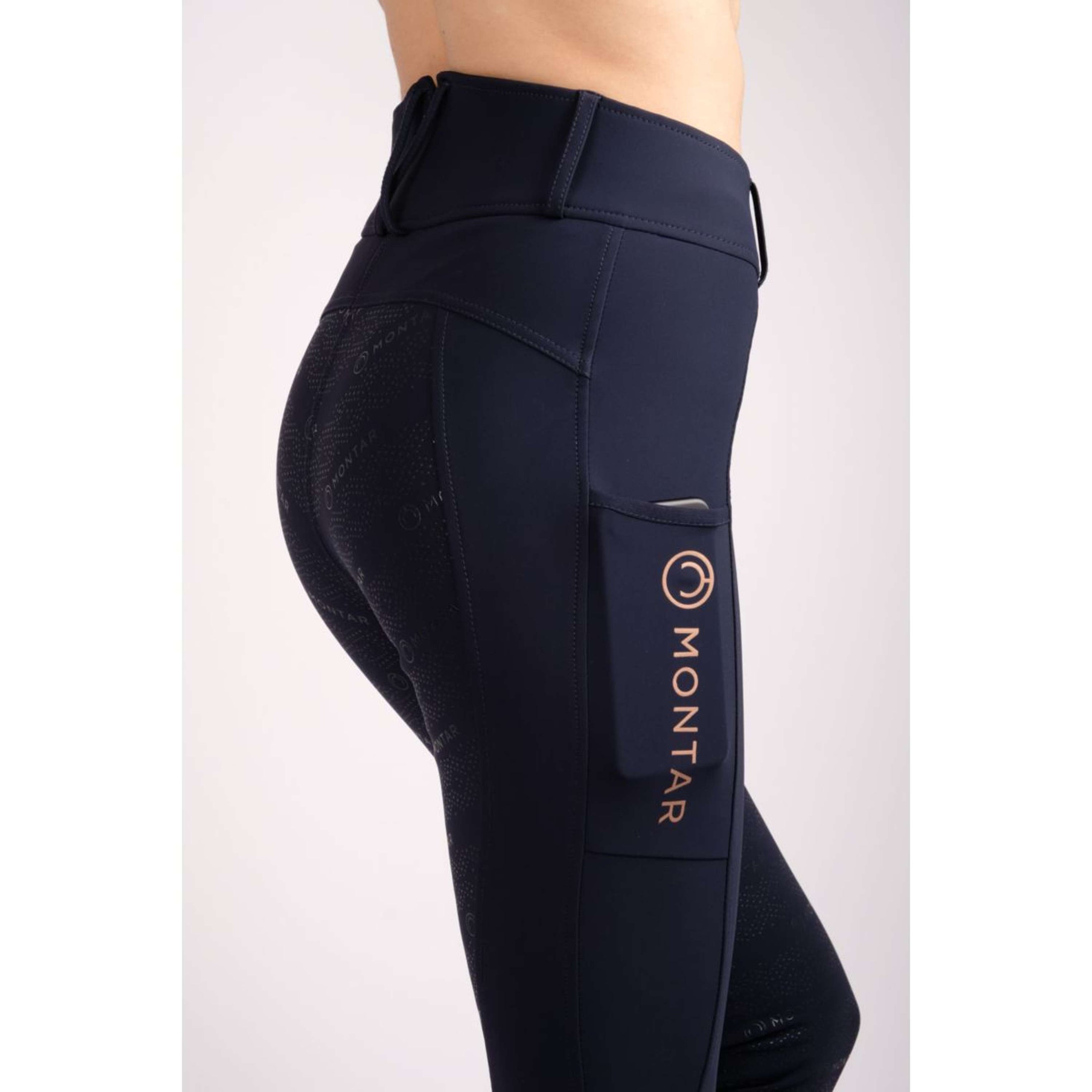 Montar Reitleggings Michelle Rosegold Logo Navy