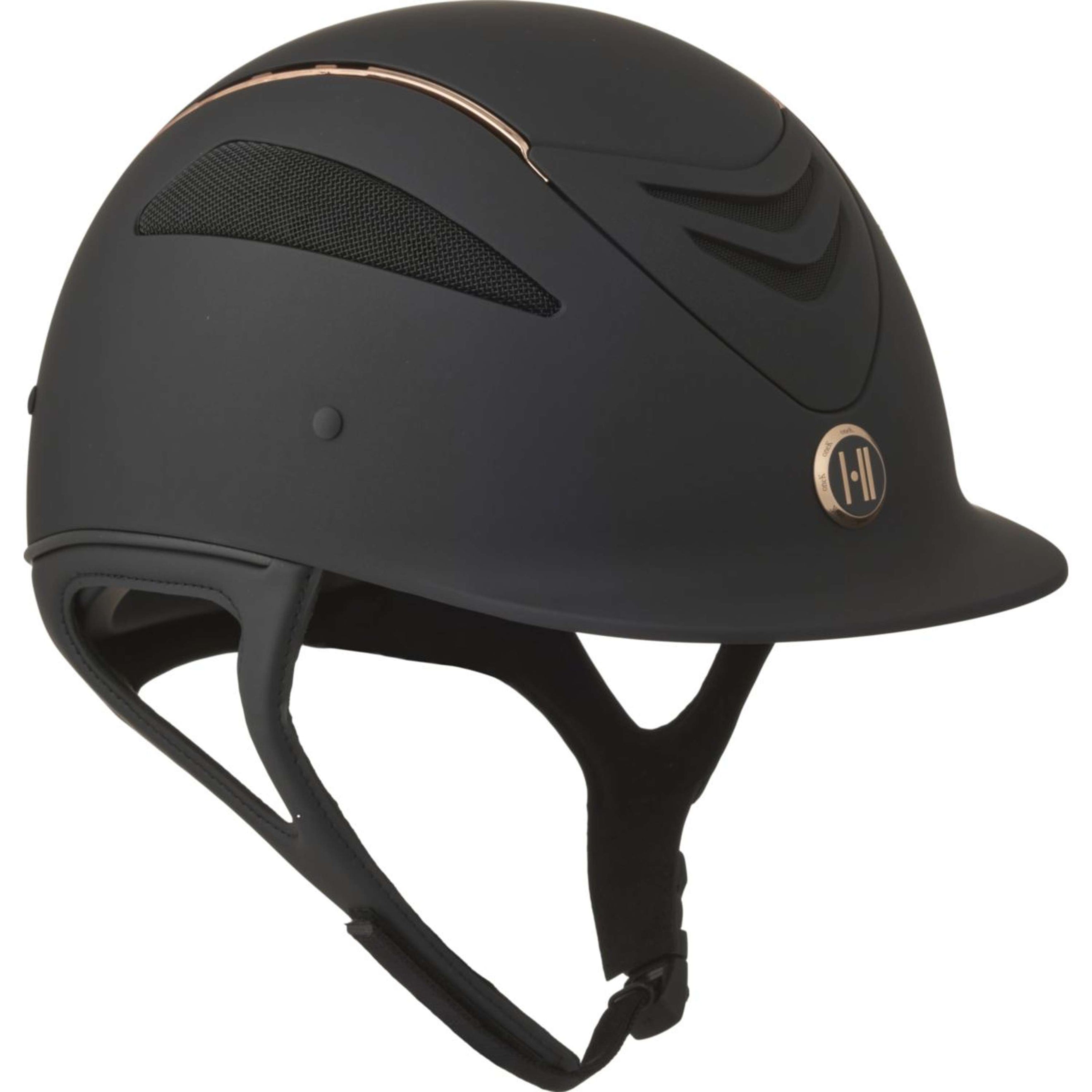 OneK Reithelm Defender Pro Matt Rosegold Lines Schwarz