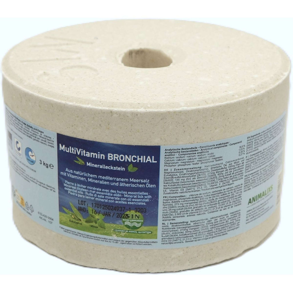 Animalixs Leckstein Multivitamine-Bronchial Weiß