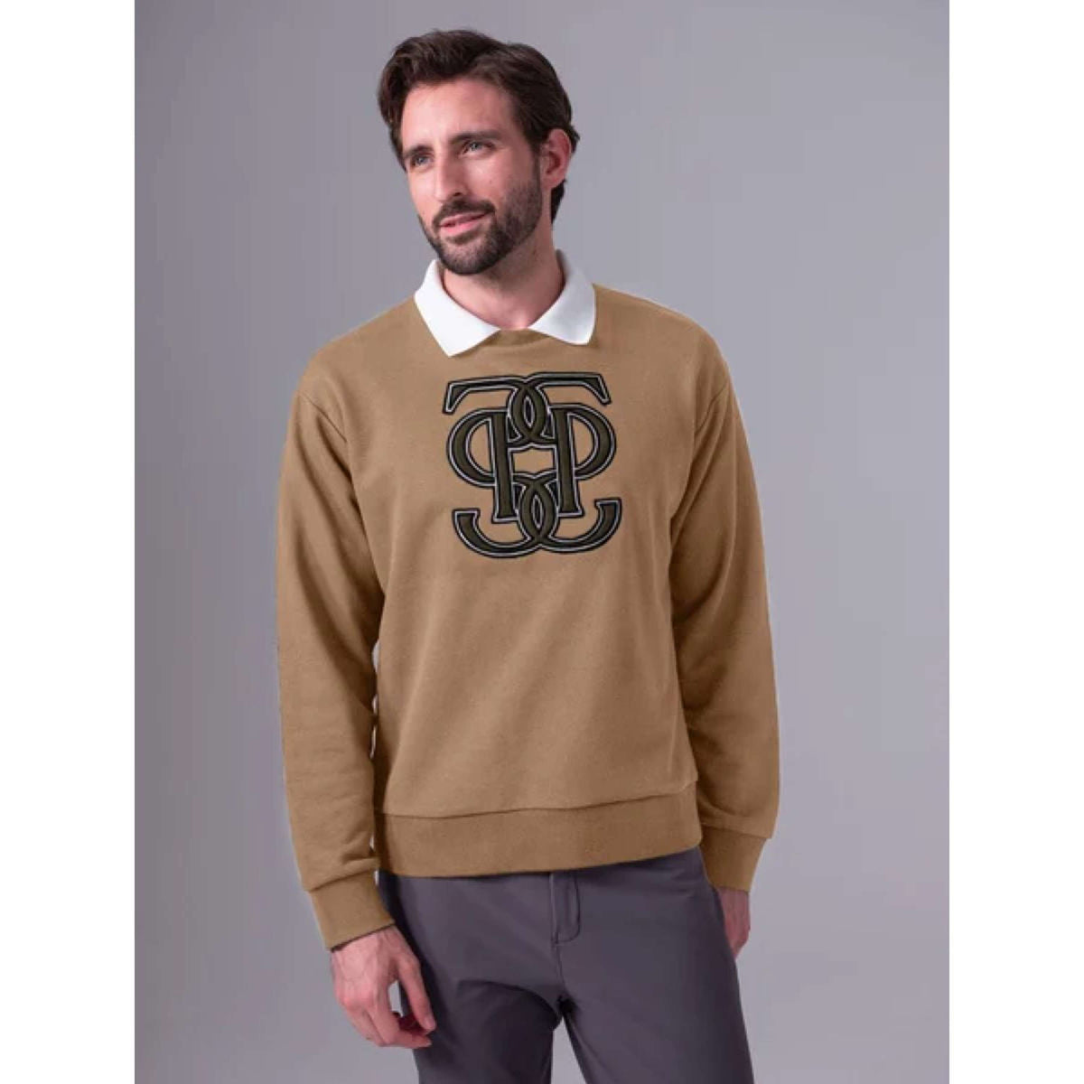 PS of Sweden Sweatshirt Carl Monogram Herren Camel