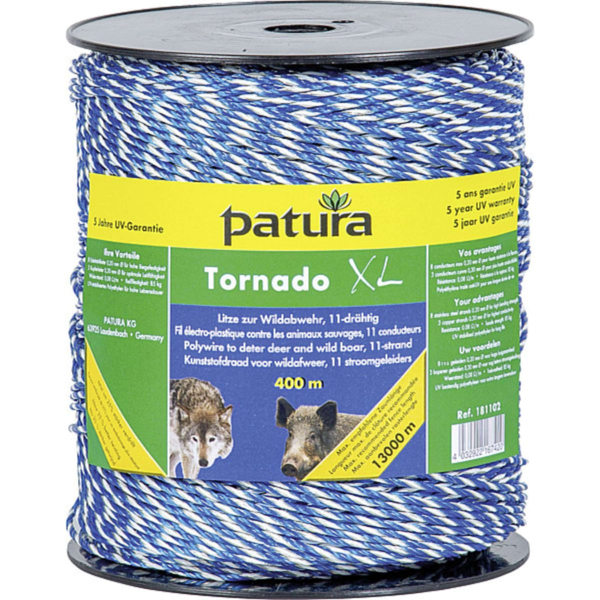 Patura Kunststoffdraht Tornado XL Blau/Weiß 400m Blau/Weiß