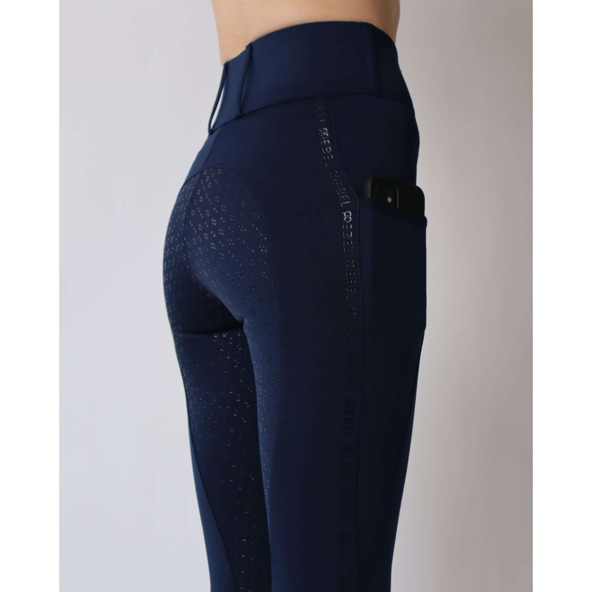 Rebel Pull On Reitleggings Tone in Tone Full Grip Navy