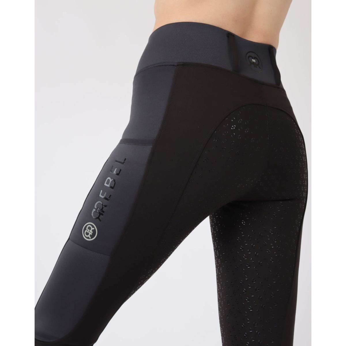 Rebel Pull On Reitleggings Full Grip Schwarz