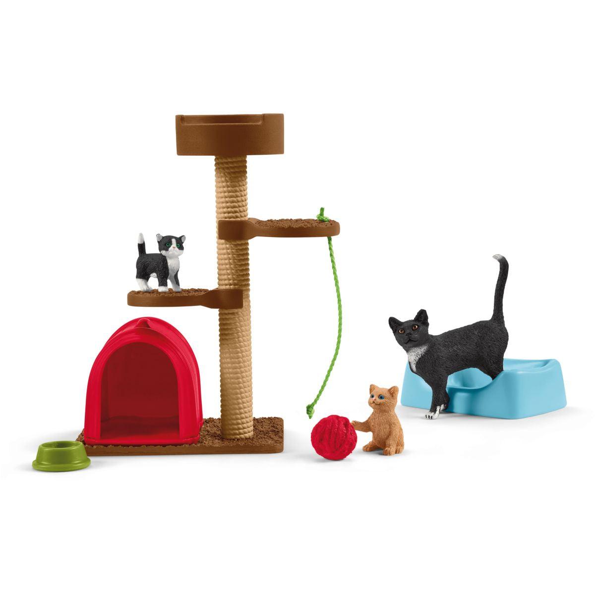 Schleich Playset Farm World Spielspaß für niedliche Katzen Rot/Braun/Weiß