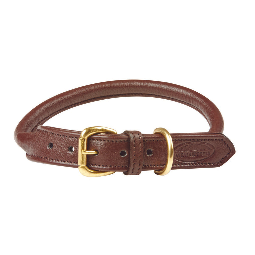 WeatherBeeta Dog Collar Rolled Leather Braun