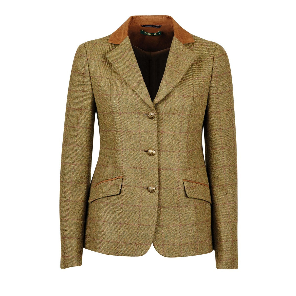 Dublin Turnierjacket Albany Tweed Suede Collar Tailored Kids Braun/Grün