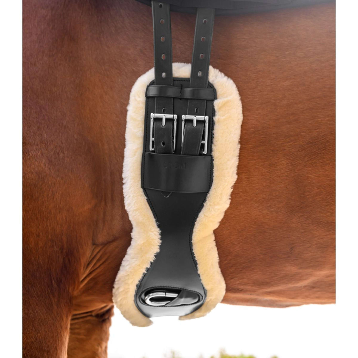 Waldhausen Sattelgurt Leather ECO Wool Kurz Schwarz