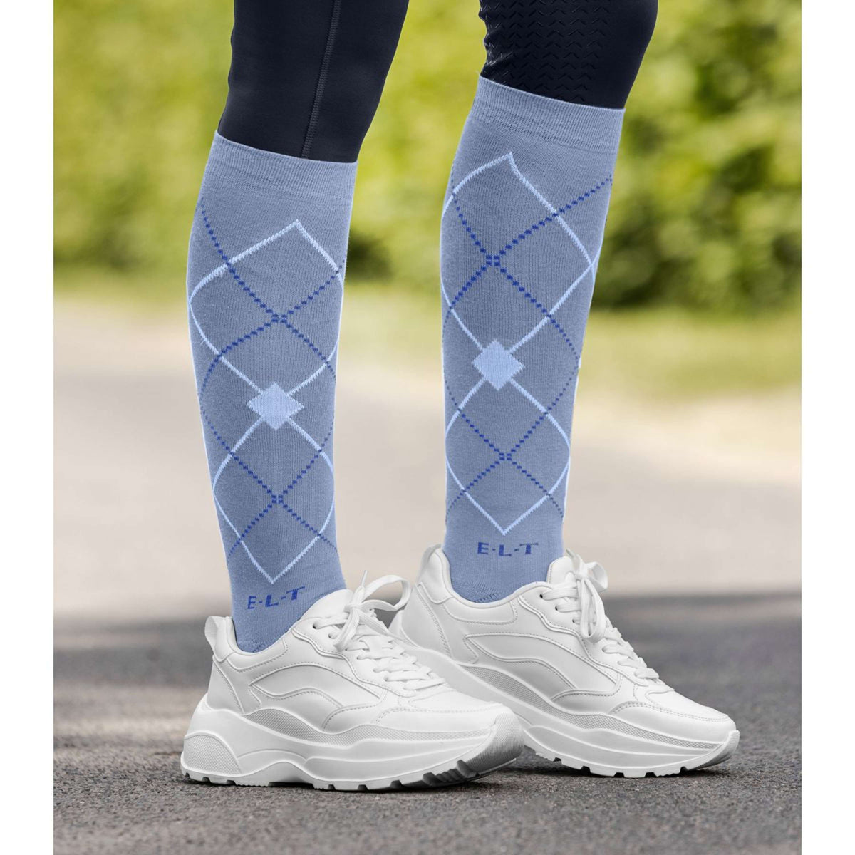 ELT Reitsocken Argyle Blue Grey