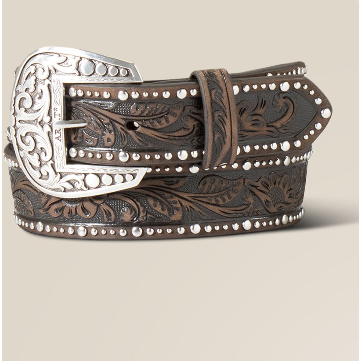 Ariat Gürtel Studded Tooled Embossed Braun