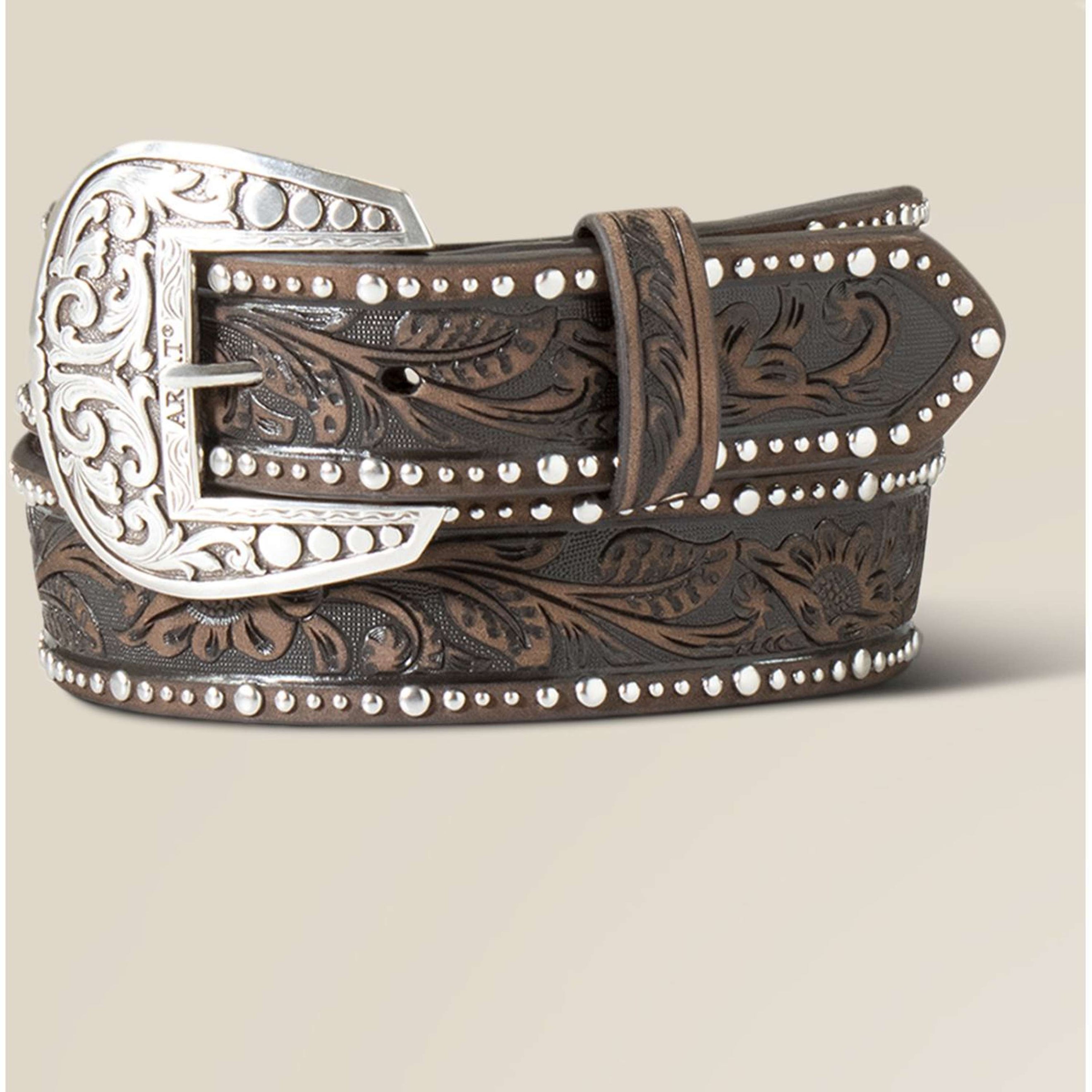 Ariat Gürtel Studded Tooled Embossed Braun Ariat Gürtel Studded Tooled Embossed Braun